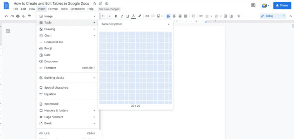 如何在Google Docs（谷歌文档）中创建和编辑表格 如何 第3张